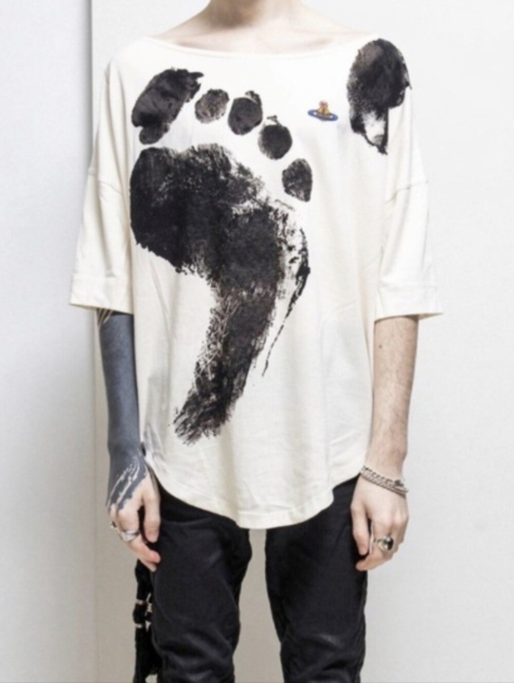Rare Vivienne Westwood Red Label Footprint Graphic Drape Tee